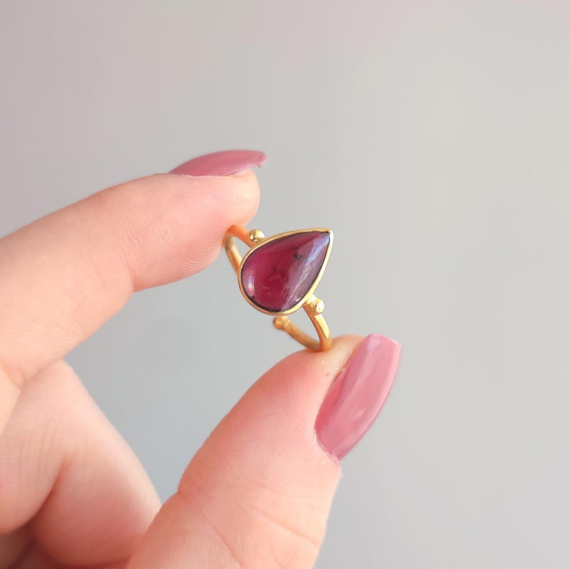 925 Silver Natural Garnet Stone Ring