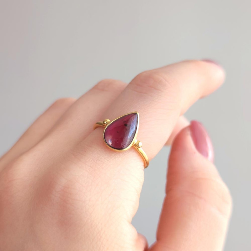 925 Silver Natural Garnet Stone Ring