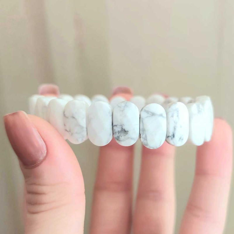 Natural Howlite Stone Bracelet - Special Cut