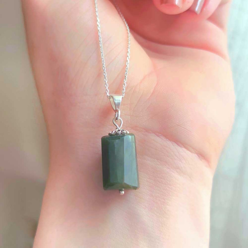 925 Sterling Silver Canadian Jade Pendant