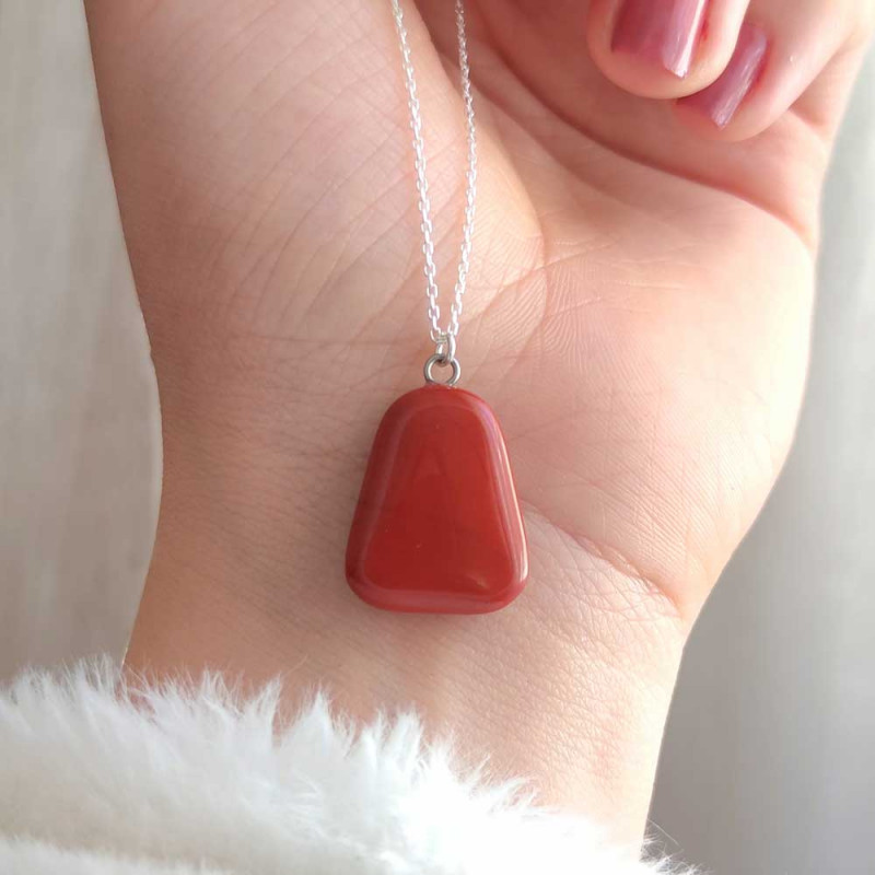 925 Sterling Silver Natural Red Jasper Pendant