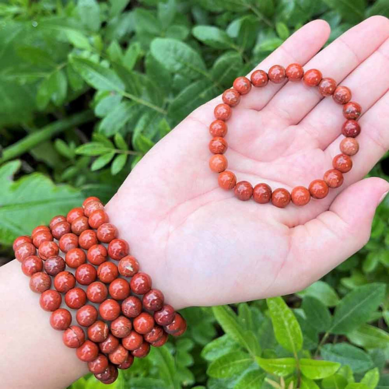 8mm Natural Red Jasper Bracelet