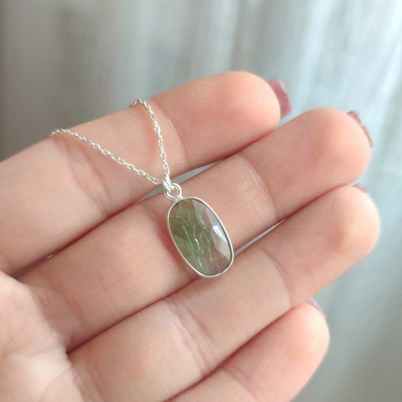 925 Silver Green Kyanite Stone Pendant