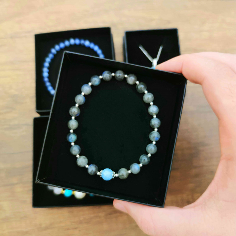 8mm Bracelet ( Labradorite Stone + Custom Stone of your choice )