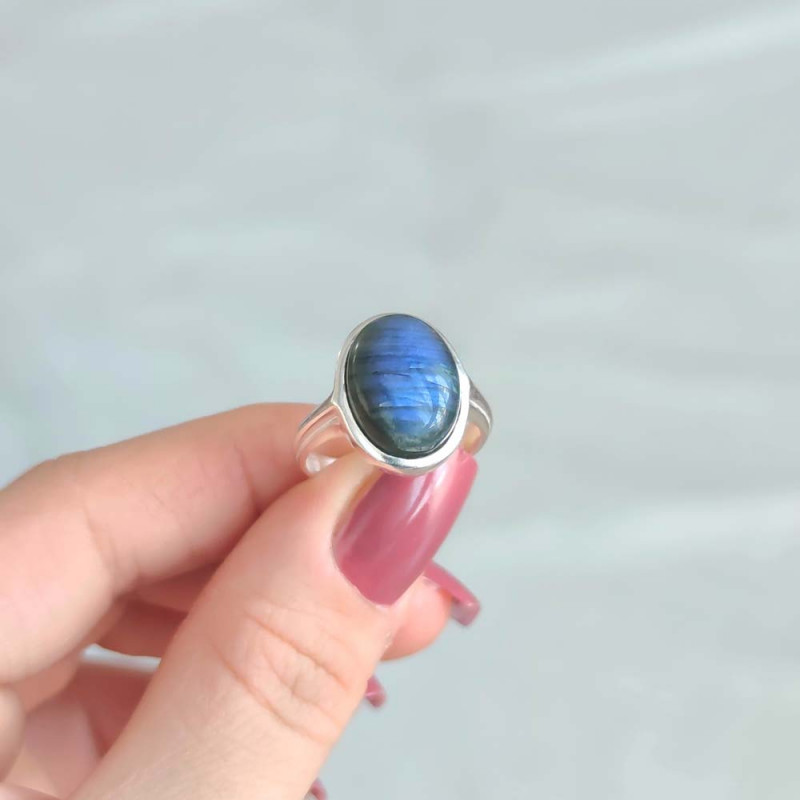 925 Silver Labradorite Stone Ring - No : 1100