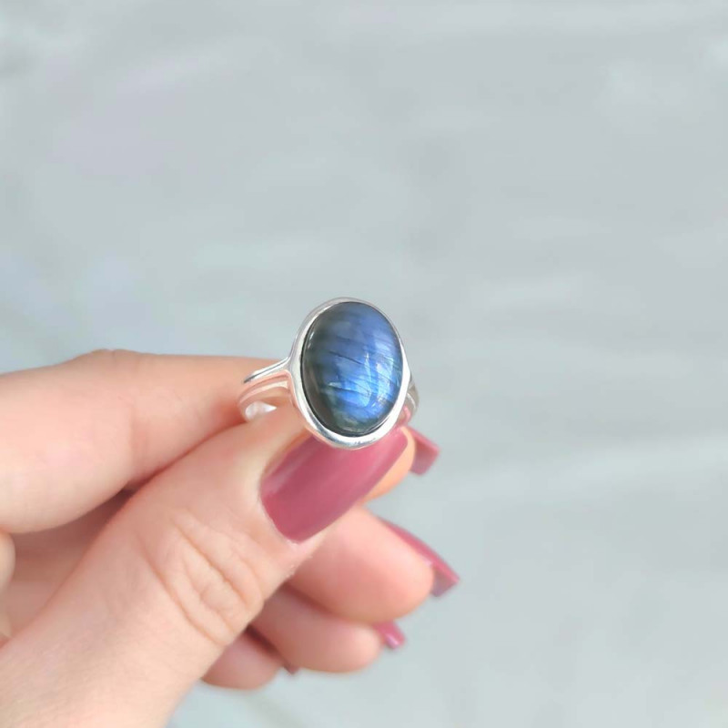 925 Silver Labradorite Stone Ring - No : 1100