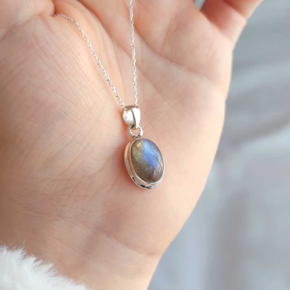 925 Silver Labradorite Stone Pendant