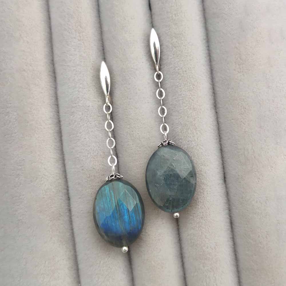 925 Silver Labradorite Stone Earring