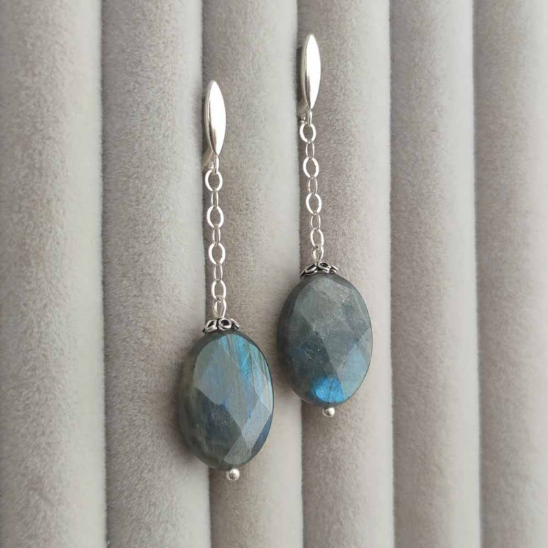 925 Silver Labradorite Stone Earring