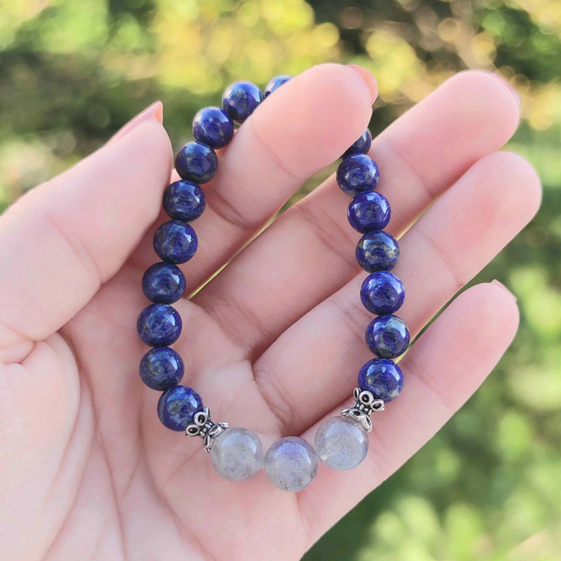 8mm Natural Lapis Lazuli & Labradorite Bracelet