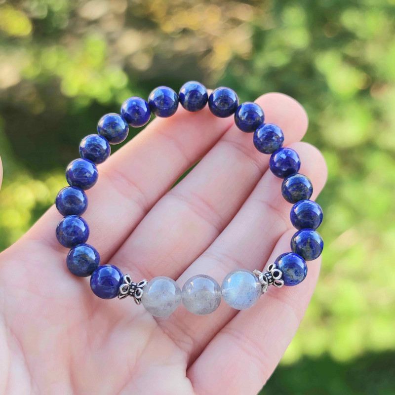 8mm Natural Lapis Lazuli & Labradorite Bracelet