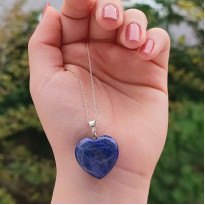 925 Silver Natural Lapis Lazuli Pendant -  Heart of Love Size 2