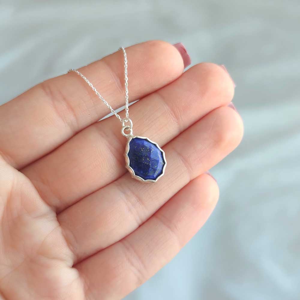 925 Silver Natural Lapis Lazuli Necklace - No : 1000