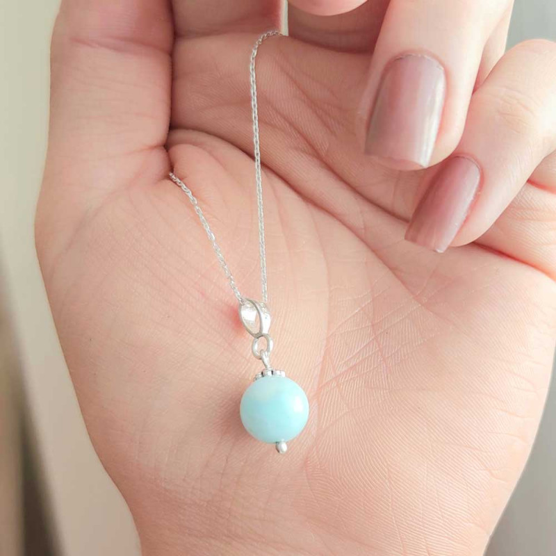 925 Silver Natural Larimar Stone Pendant