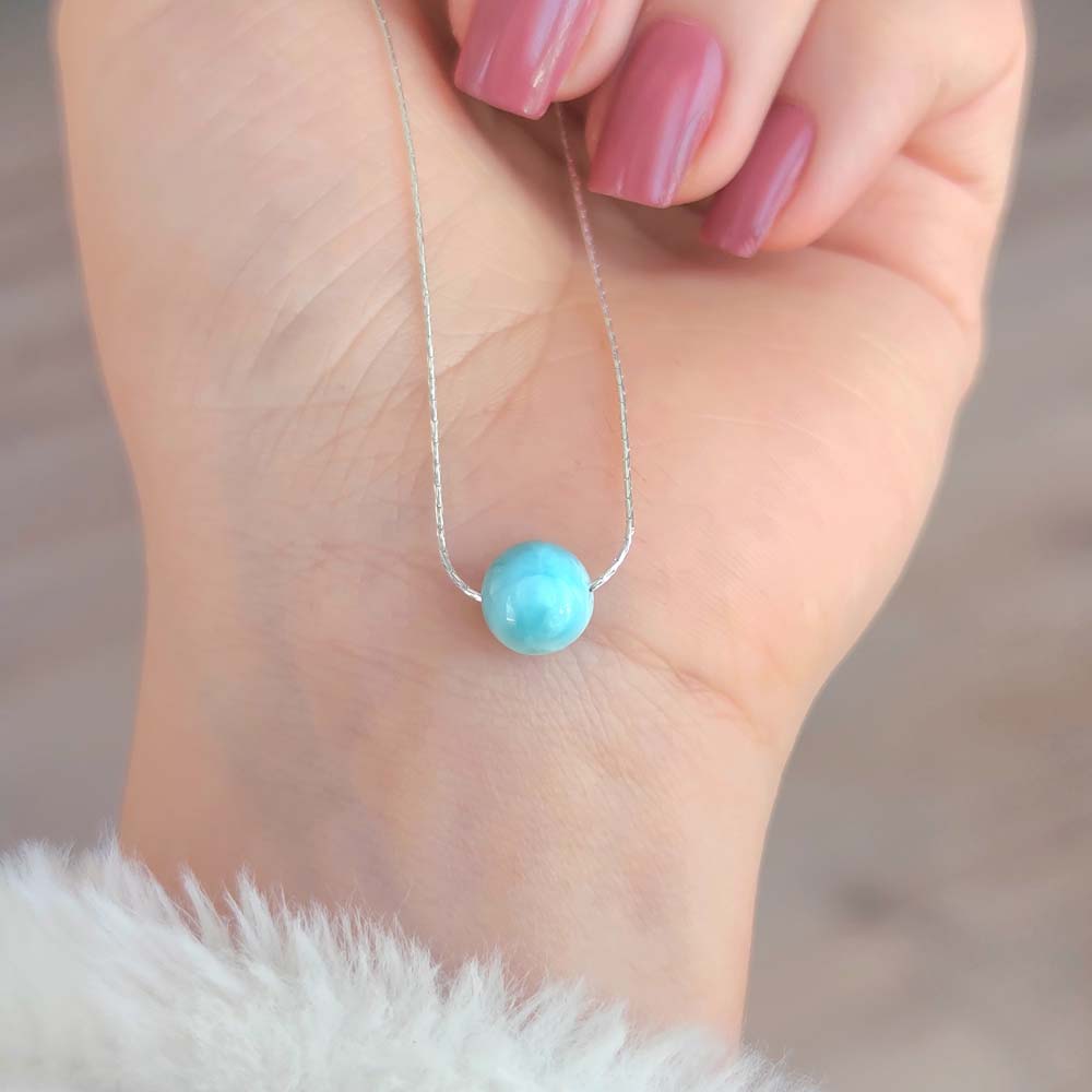 925 Silver Natural Larimar Stone Pendant