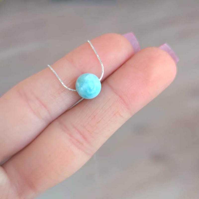 925 Silver Natural Larimar Stone Pendant