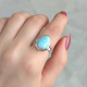 925 Silver Natural Larimar Stone Ring