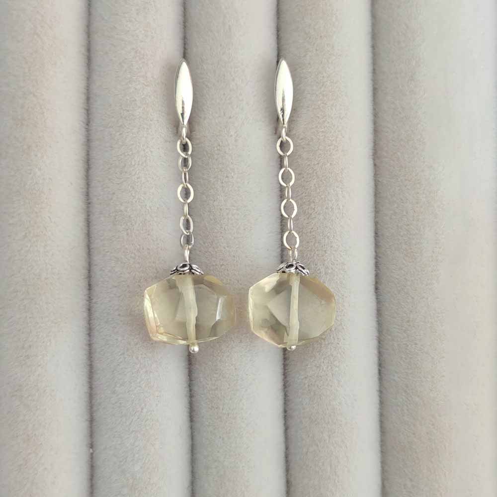 925 Silver Natural Lemon Quartz Earring