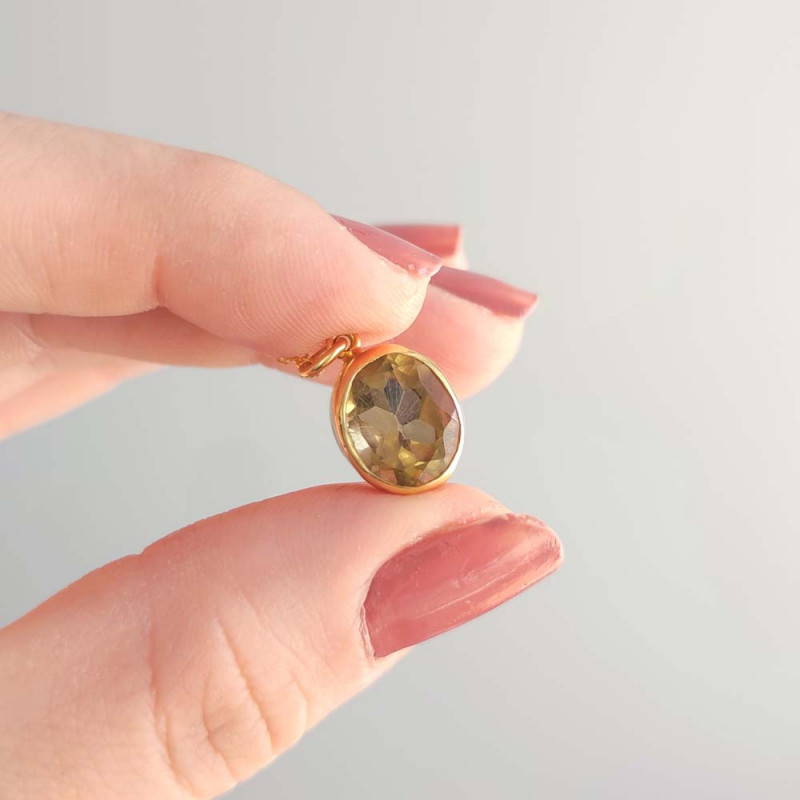 925 Gold Plated Silver Natural Lemon Quartz Pendant