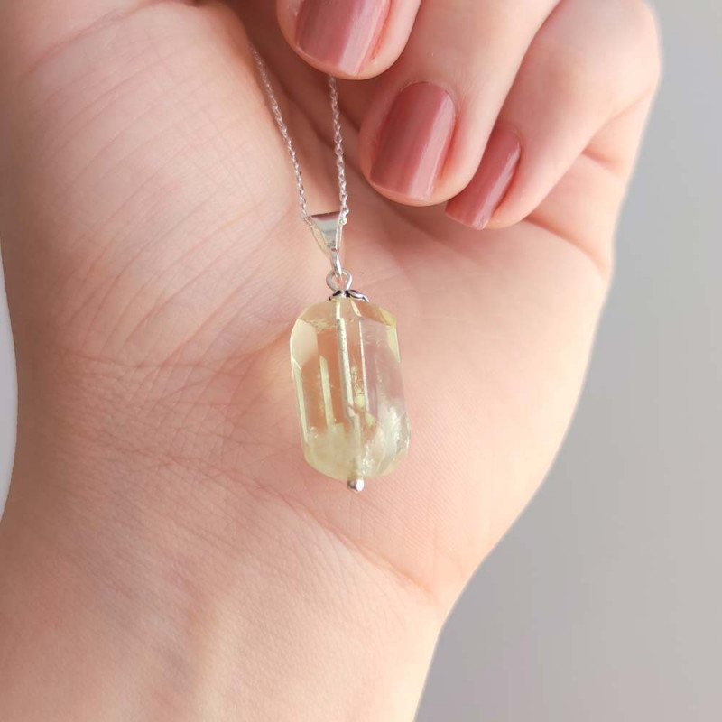 925 Silver Natural Lemon Quartz Pendant