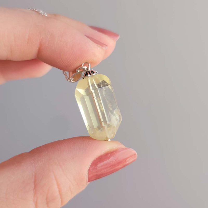 925 Silver Natural Lemon Quartz Pendant