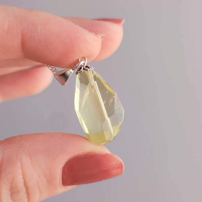 925 Silver Natural Lemon Quartz Pendant