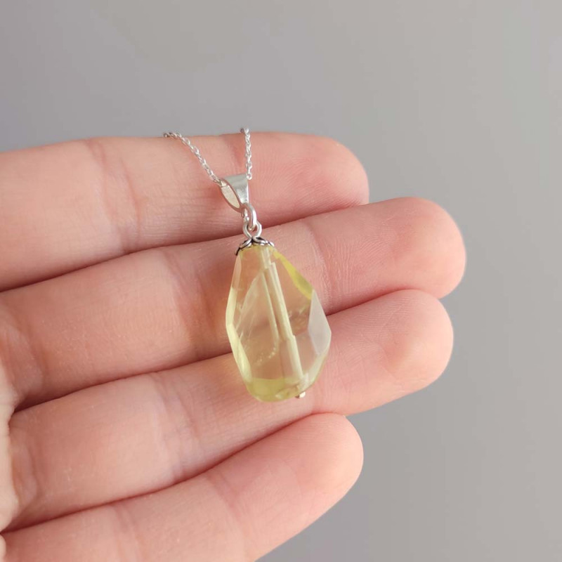 925 Silver Natural Lemon Quartz Pendant