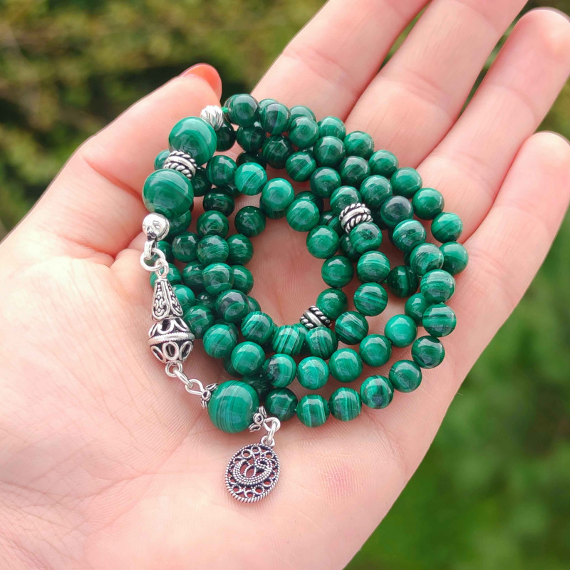 Gorgeous 6mm Natural Malachite Stone Rosary