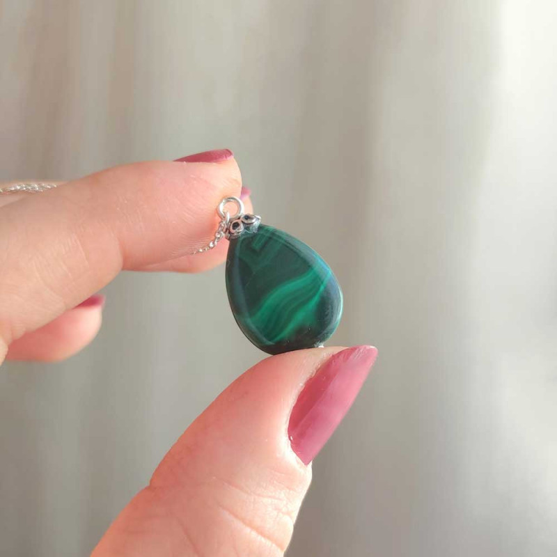 925 Silver Malachite Stone Pendant