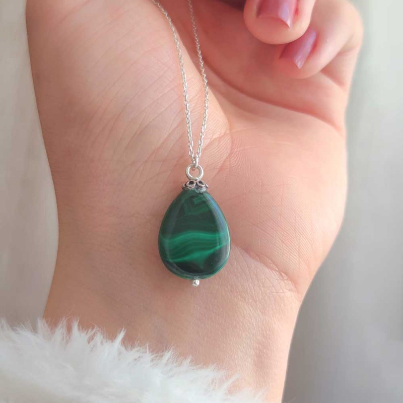 925 Silver Malachite Stone Pendant