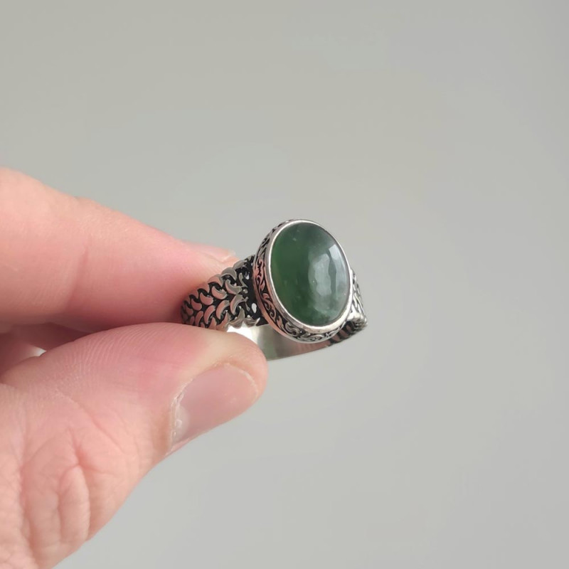 925 Sterling Silver Canadian Jade Ring - Men Ring