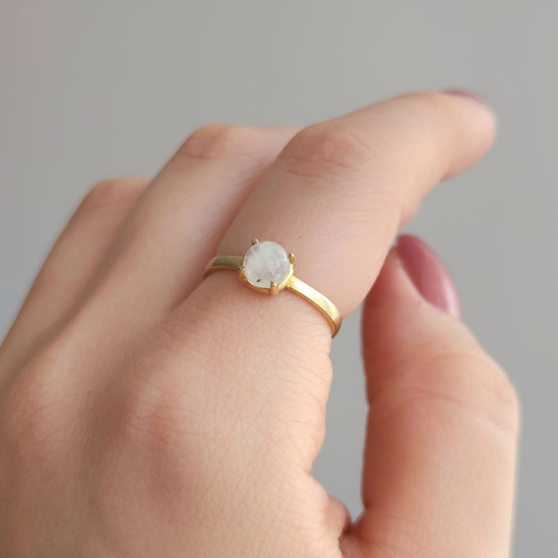 925 Silver Natural Moonstone Ring