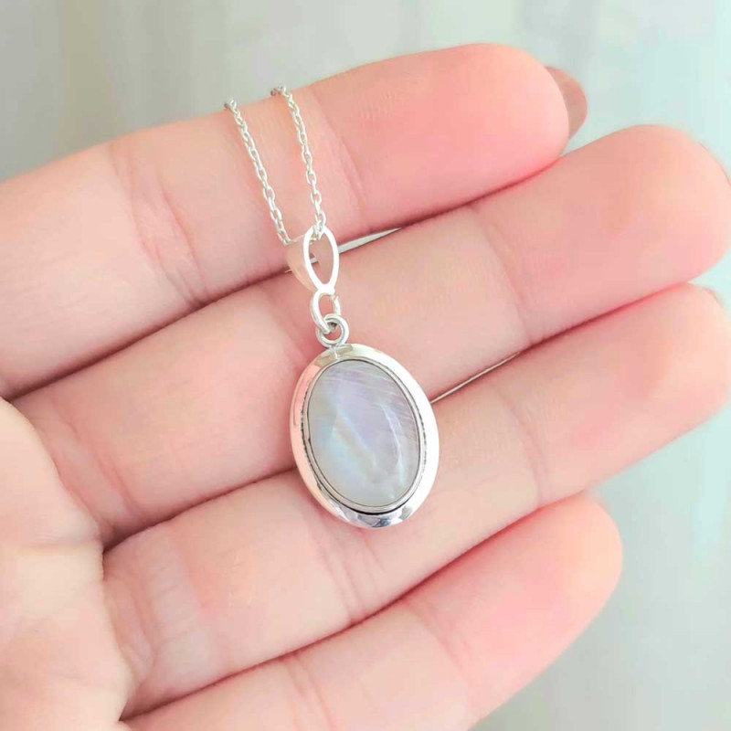 925 Silver Moonstone Pendant  - Oval Shape