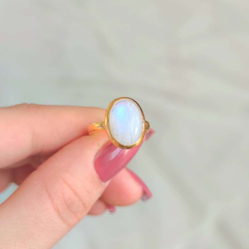 925 Silver Natural Moonstone Ring