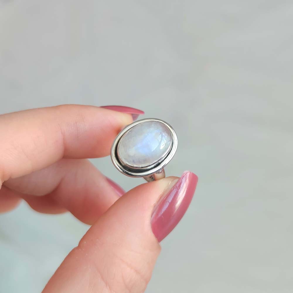 925 Silver Natural Moonstone Ring