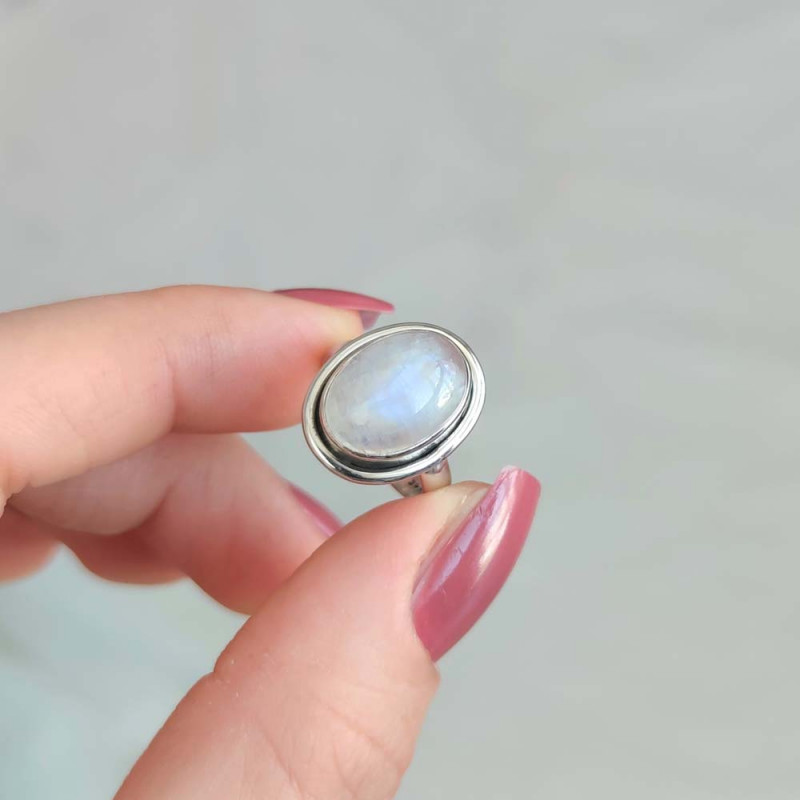 925 Silver Natural Moonstone Ring