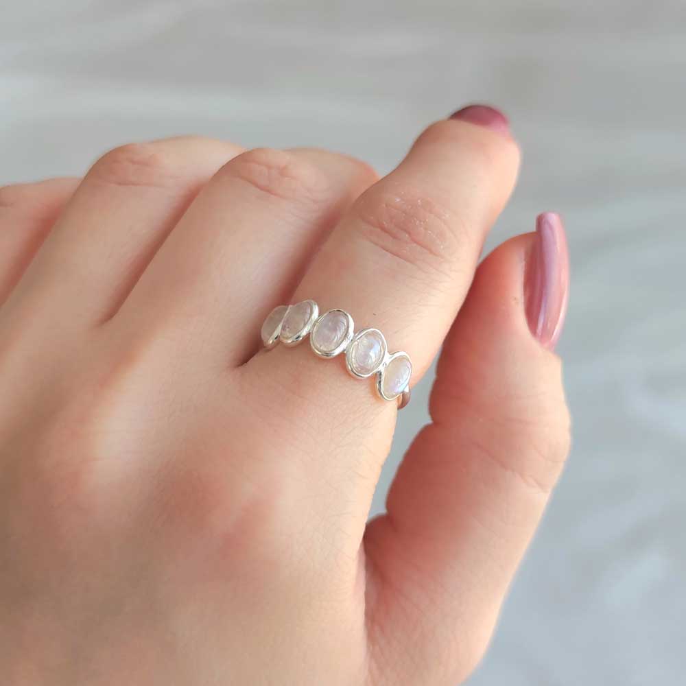 925 Silver Natural Moonstone Ring - NO : 2500