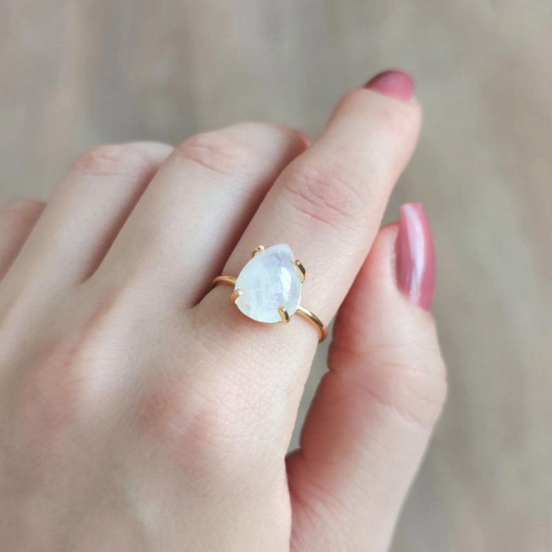 925 Silver Natural Moonstone Ring