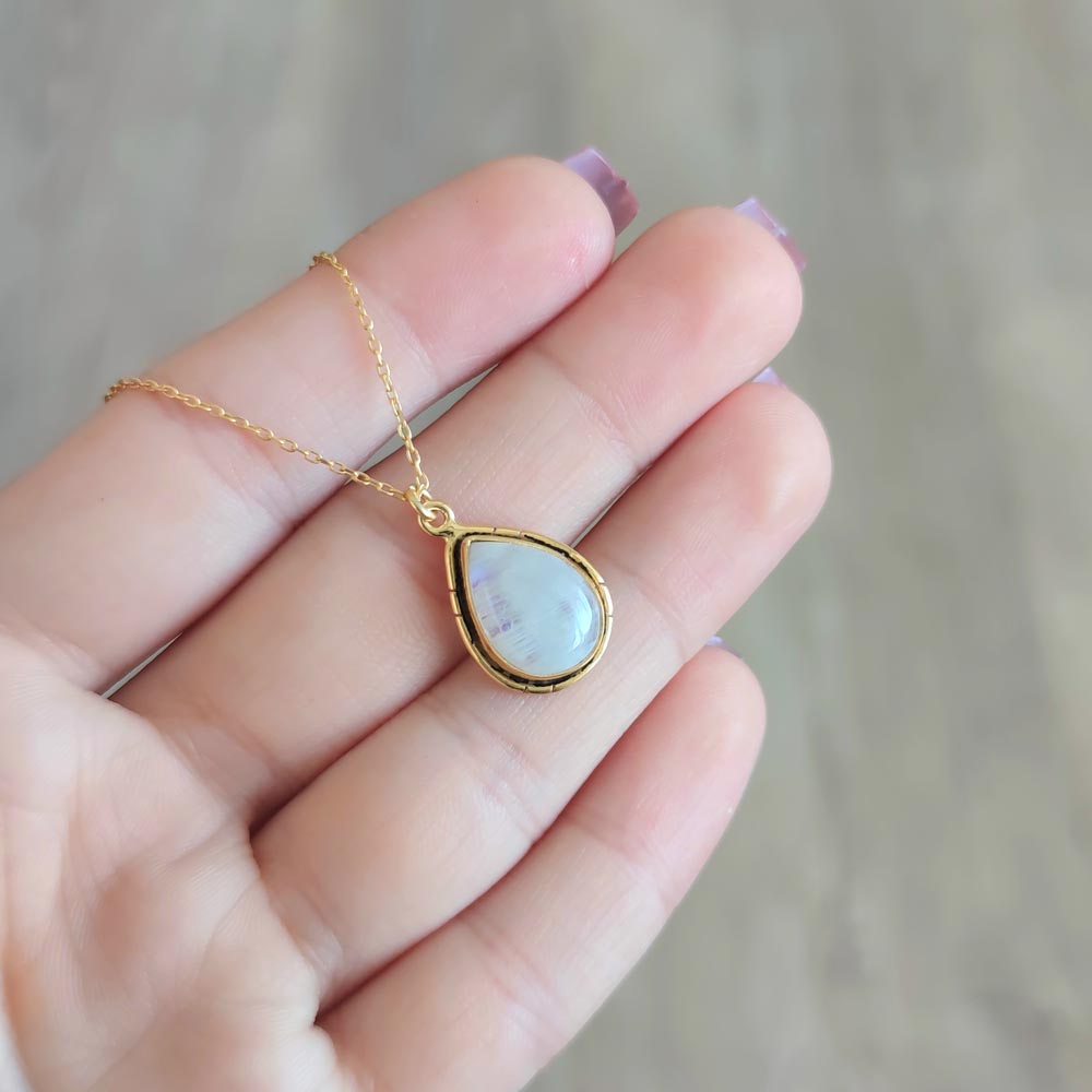 925 Silver Moonstone Pendant - Drop Shape