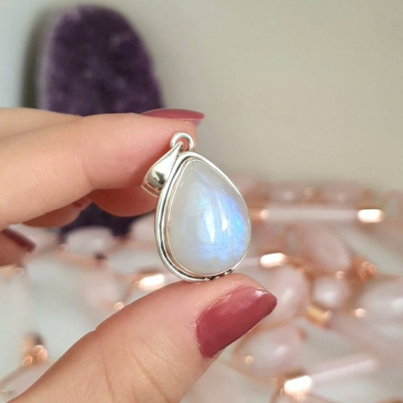 925 Silver Moonstone Pendant  - Drop Shape