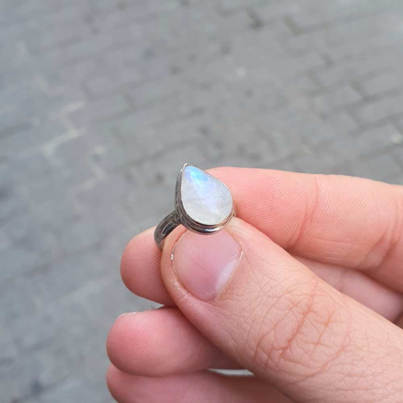 925 Silver Natural Moonstone Ring