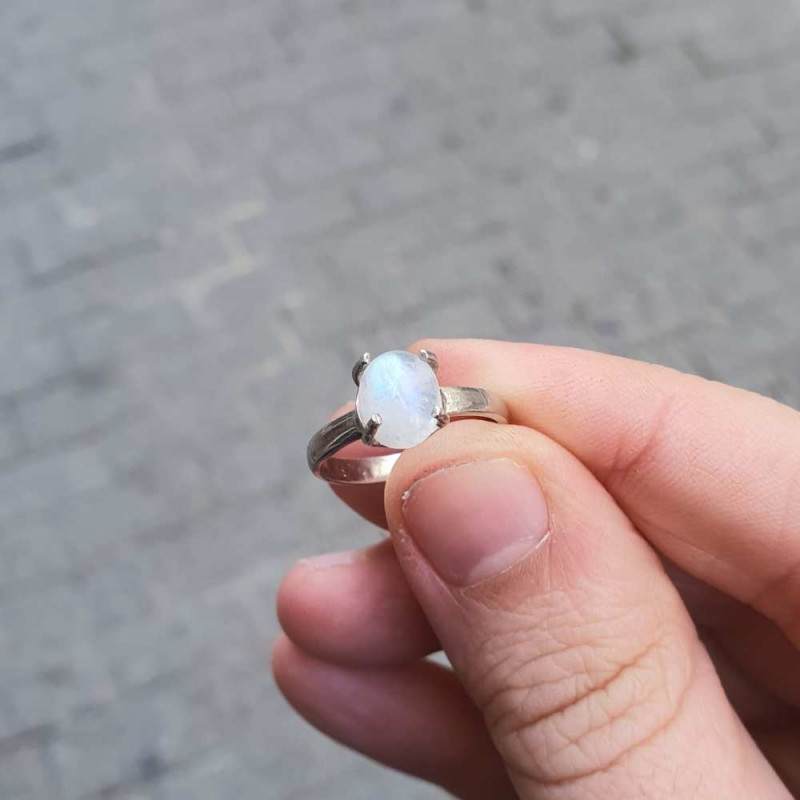 925 Silver Natural Moonstone Ring