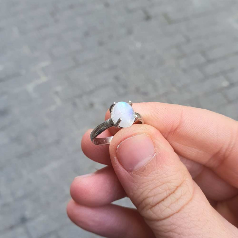 925 Silver Natural Moonstone Ring