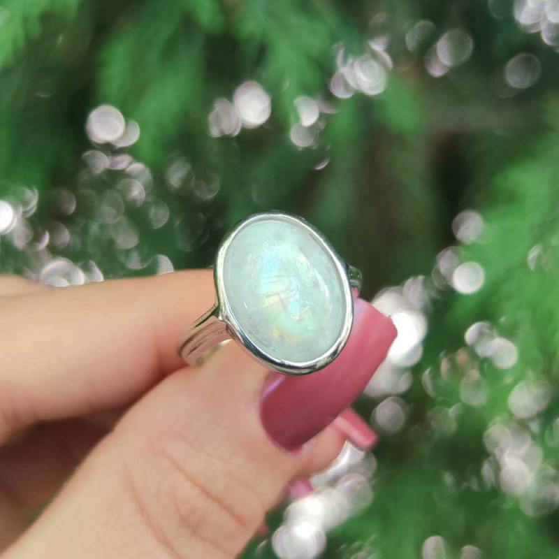 925 Silver Natural Moonstone Ring - No : 1100