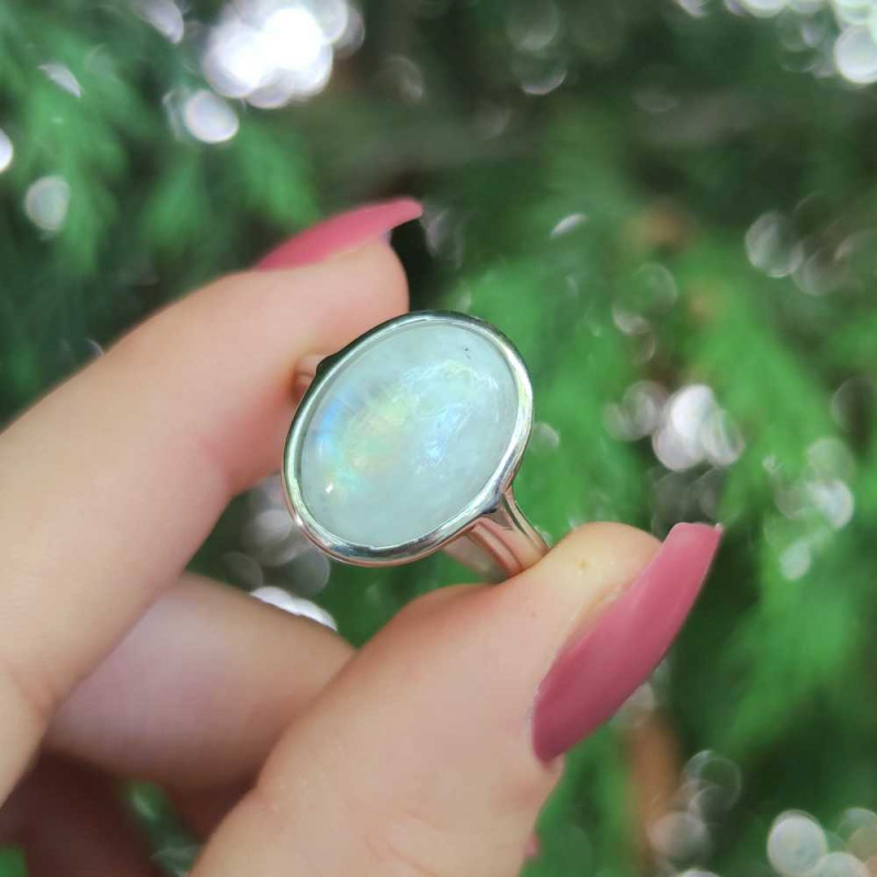 925 Silver Natural Moonstone Ring - No : 1100