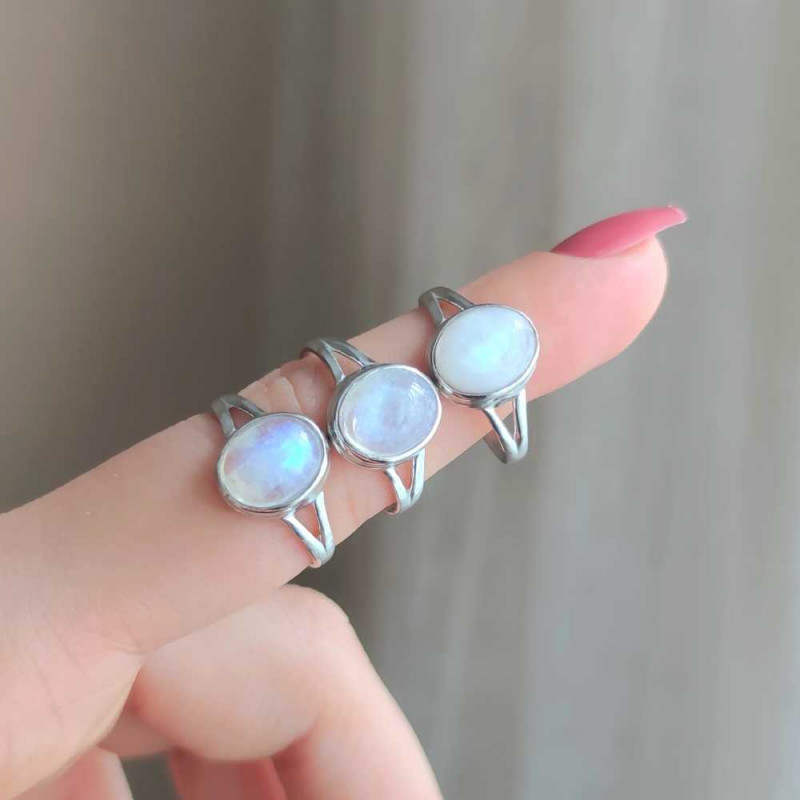 925 Silver Natural Moonstone Ring - No : 1200