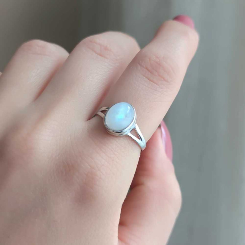 925 Silver Natural Moonstone Ring - No : 1200