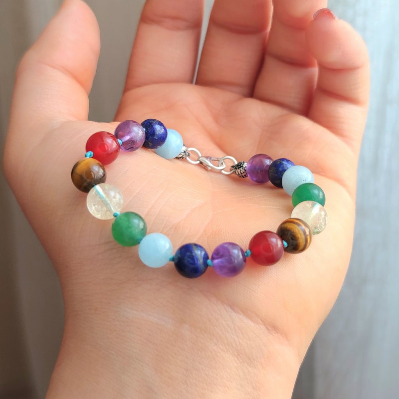 Seven Chakras Bracelet , 7 Kind Of Gemstone in One Bracelet