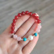 Multi Stone Bracelet , 8mm Red Agate , Rose Quartz , Turquoise & Pearl Bracelet