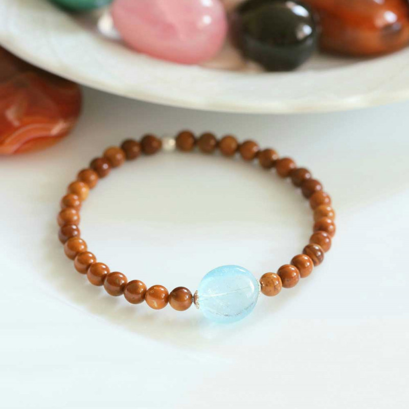 Natural Topaz Stone & Coke Wood Bracelet